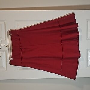 EXPRESS Sample Crimson Midi Satin Ribbon Trim Skirt Lined Y2K Size S